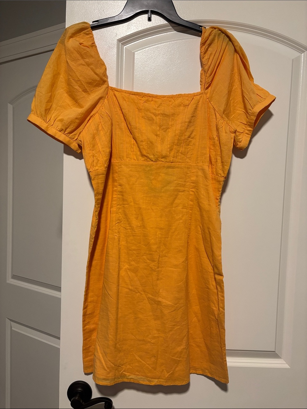 Anthropologie Puff Sleeve Mini Dress in Mustard